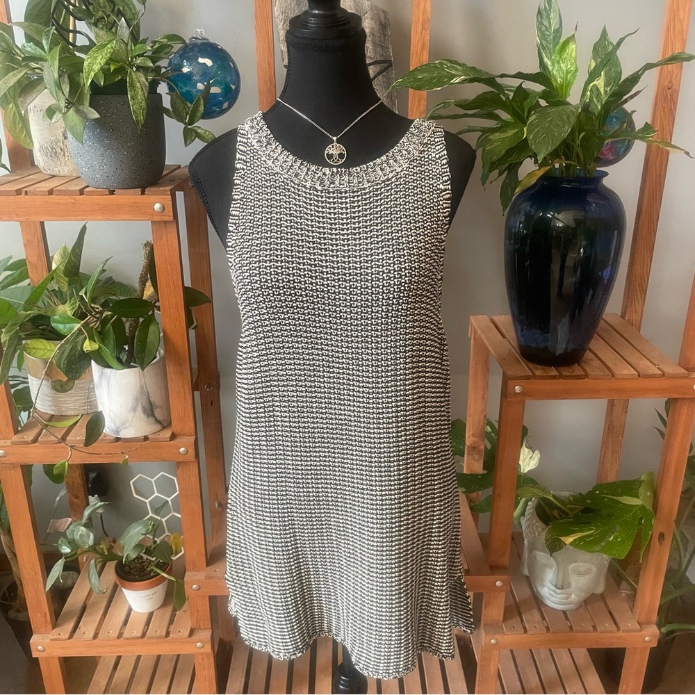 Tommy Bahama Black/Cream ‘chain link” knit 100% Cotton mini dress/tunic